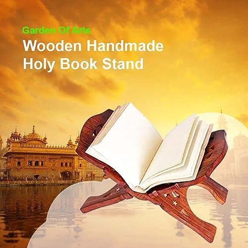 Wooden Handmade Quran Geeta Bible Holder Support Stand Reading Book Holder Display Folding Religious Prayer Stand Wooden Holy Book Stand Medium Size 15 Inches Large Big Size