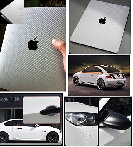 F & B LED LIGHTS Silver 3D Carbon Fiber Film Twill Weave Vinyl Sheet Roll Wrap (96" X 60", Silver)