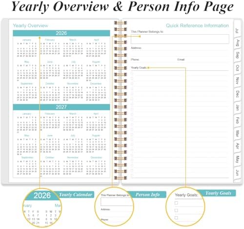 2027 Daily & Monthly Planner - One Page Per Day, Daily Planner from January 2027 - December 2027, Planner 2027 with 12 Monthly Tabs, 8.5" x 11", Flower-B