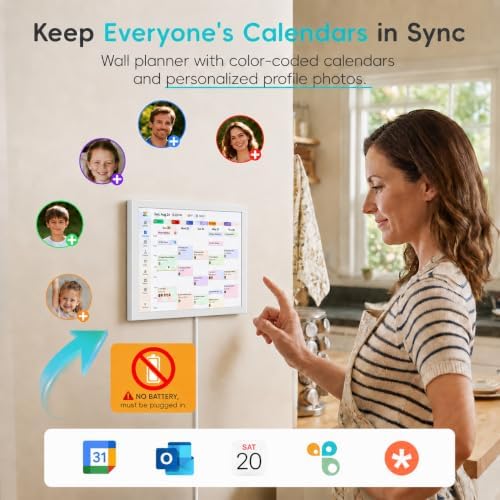 Westsee 10.1" Digital Calendar Frame – Interactive Touchscreen Eletronic Calendars, Smart Family Planner for Schedule, Photo Display, Meals, Chore Chart & Tasks, Wall & Desk Mountable (White)