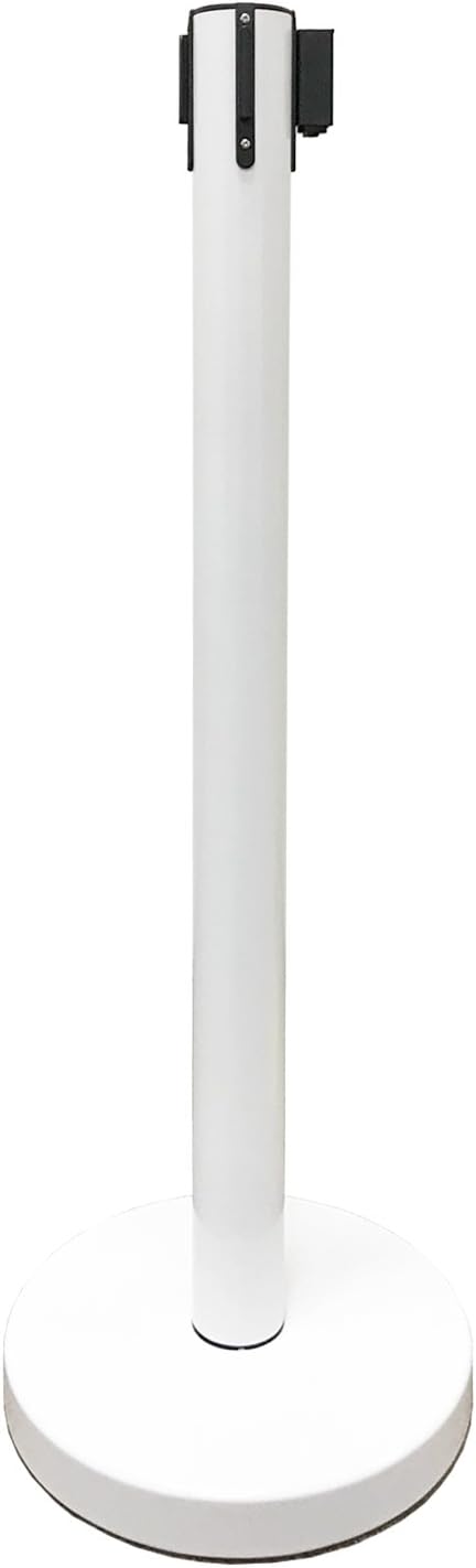 Retractable Stanchion, 6 SPECIALTY Posts + Signframe, 36" Ht, 78" Special Event & Holiday Theme Belt + Bonus Replacement Cassettes + Wall Receiver (WHT Post/No Entry Belt)