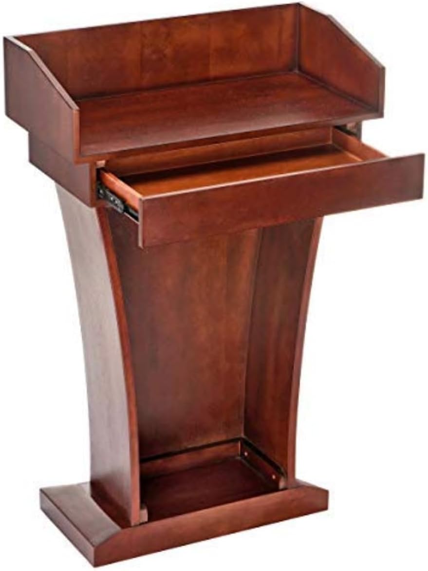 AdirOffice Church Pulpit, Wooden Podium - Height 43.33" Pulpits for Churches with Spacious Drawer (Mahogany)