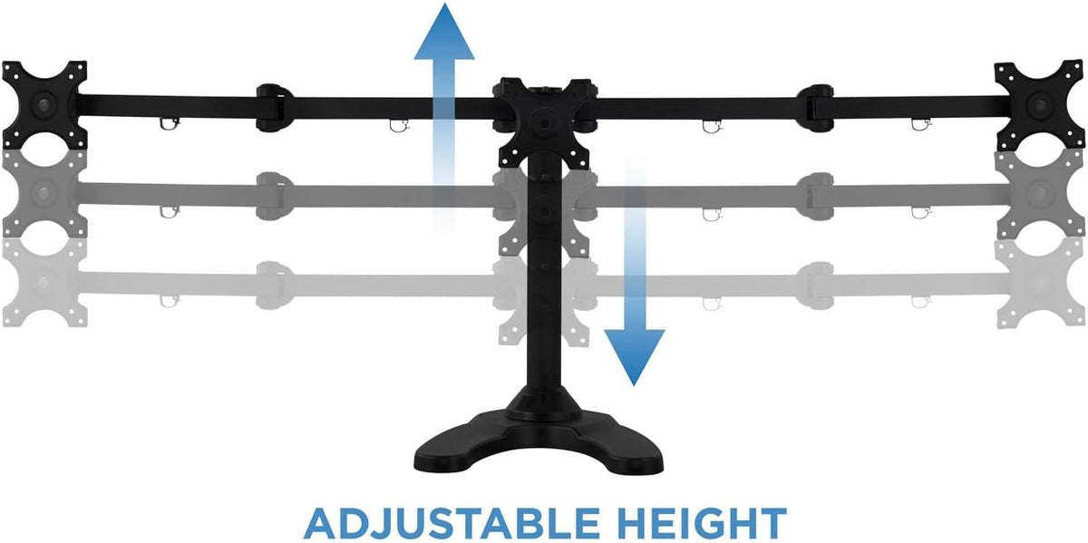 Mount-It! Triple Monitor Stand for 3 Screens up to 24", Height Adjustable Desk Mount with Free Standing or Grommet Base, 22 lbs per Arm, VESA 75x75 100x100 Compatible, Full Motion Monitor Mount MI-789
