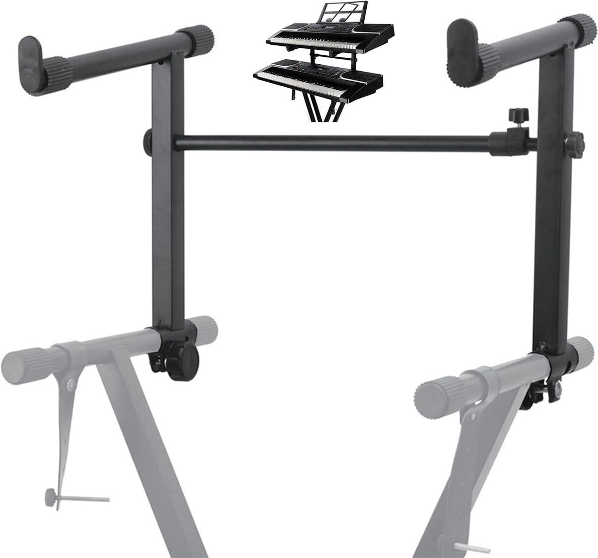 Second Tier Keyboard Stand, Extension Adapter for Keyboard Supports with Adjustable Width, Universal Iron Extension Stand for Electronic Organs