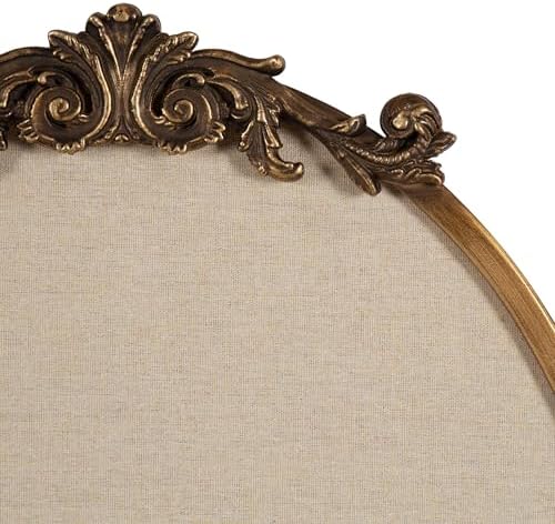 Kate and Laurel Arendahl Decorative Oval Pinboard, 18 x 24, Gold, Framed Round Ornate Vintage Cork Board for Use as Motivational Vision Board or Wall Organizer