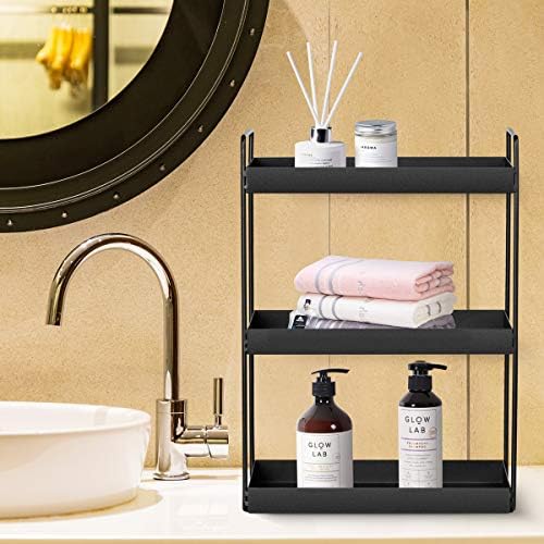 3-Tier Bathroom Countertop Organizer, Black, 12.2" L x 6.7" W x 16.9" H