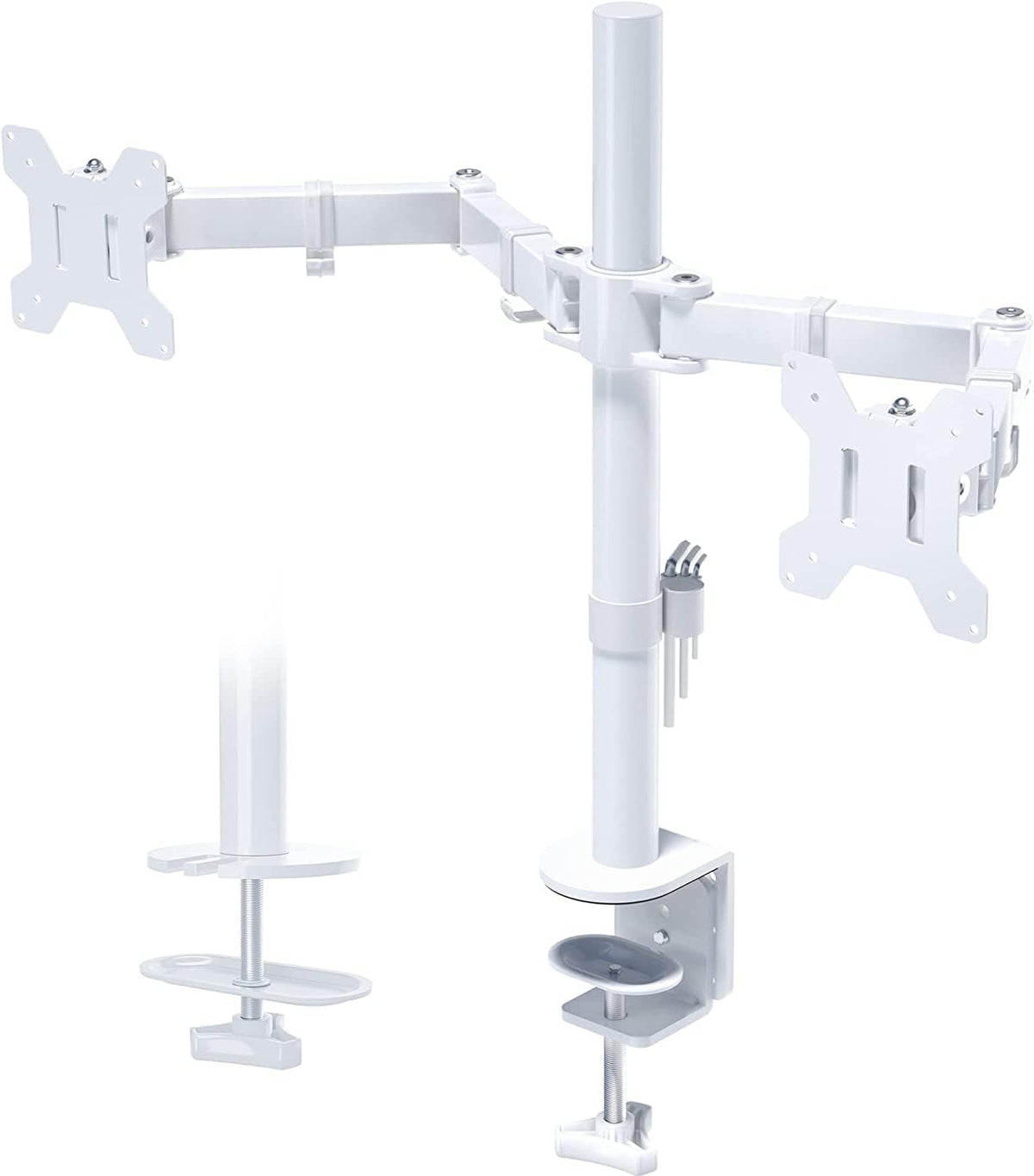 BONTEC Dual Monitor Desk Mount, 13-27 Inch, 22lbs, VESA 75x75/100x100,White
