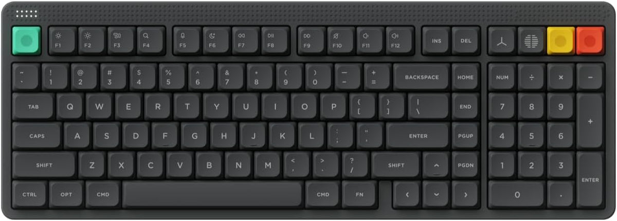nuphy Node100 Wireless Mechanical Keyboard, Hot Swappable Custom Low Profile Keyboard, 103 Keys Computer Gaming Keyboards, Supports Touch Gestures, PBT Keycaps, RGB Backlit, Bluetooth/2.4GHz/USB-C