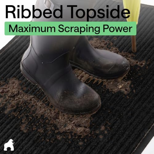 GORILLA GRIP Traffic Guard Indoor Outdoor Heavy Duty Door Mat, 72x48 Black