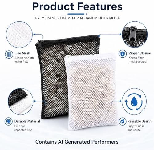 MAQIHAN 10 Pack Aquarium Filter Media Bags - Reusable Mesh Bags with Zipper