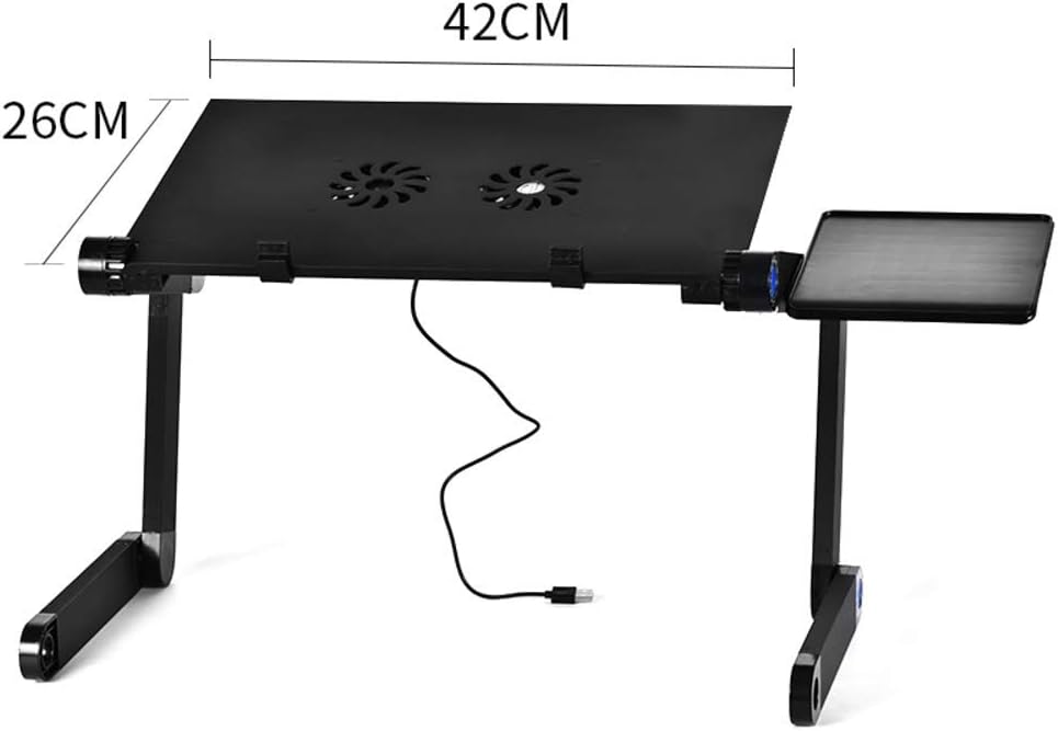No/Brand Portable Adjustable Aluminum Laptop Desk Foldable Portable Laptop Desk, Adjustable, Bed, Table with Cooling Fan, for Bed and Sofa