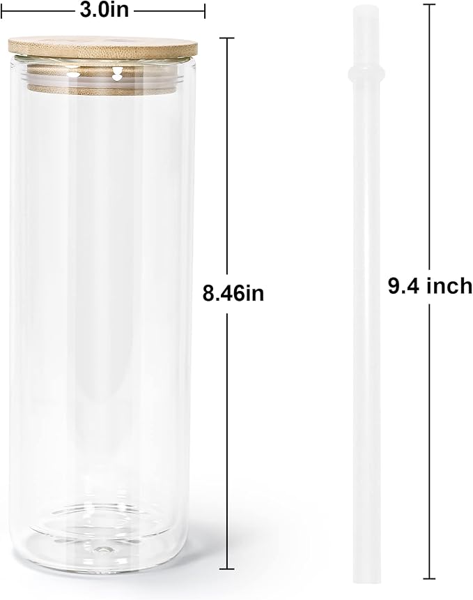 AGH 25OZ Snow Globe Glass Tumbler, 4 Pack Sublimation Glass