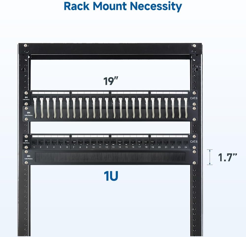 Cable Matters 2-Pack 1U 19-Inch Rack Mount Brush Panel, Black