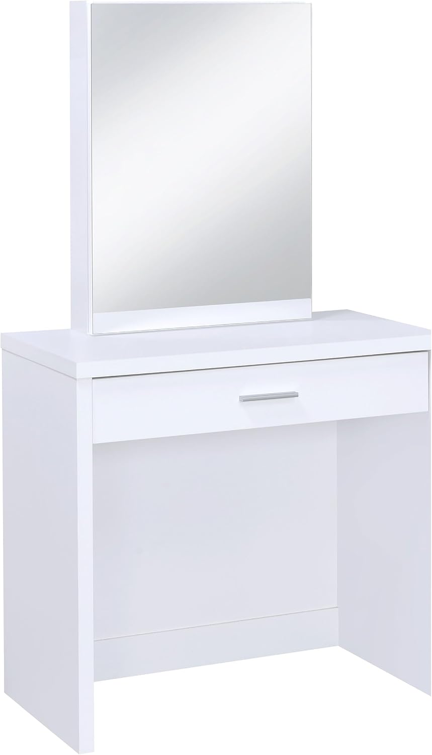 Coaster Harvey Rectangular 1-Drawer Vanity Table Set, White 300290