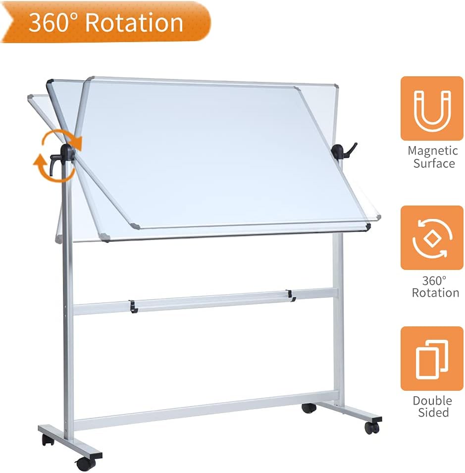 VIZ-PRO Double-Sided Magnetic Mobile Whiteboard, 44" x 30"