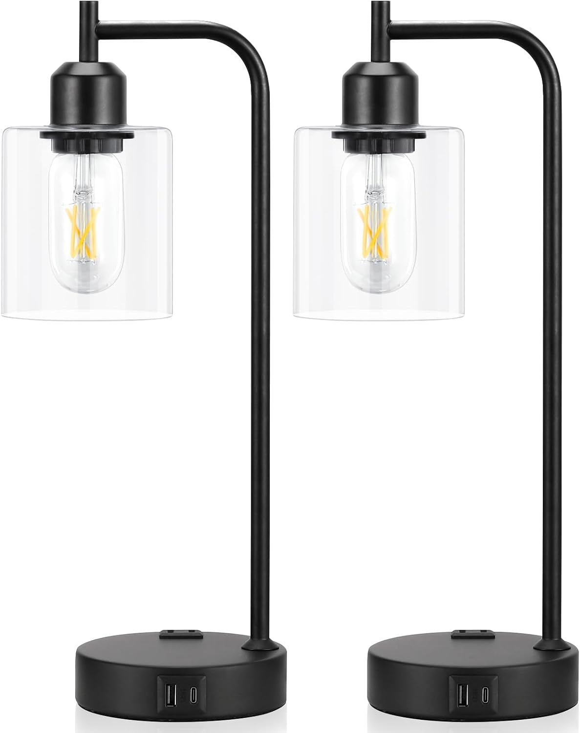Industrial Touch Lamps for Nightstand Set of 2, 3-Way Dimmable Bedside Lamp
