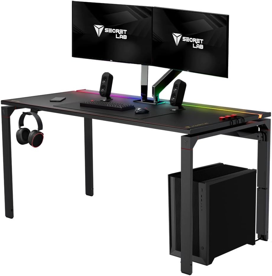 Secretlab Magnus Metal Desk with Black Leatherette Mat, Ultra-Durable
