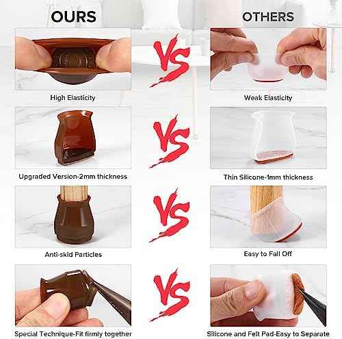 24PCS Upgraded Silicone Chair Leg Floor Protectors for Hardwood
