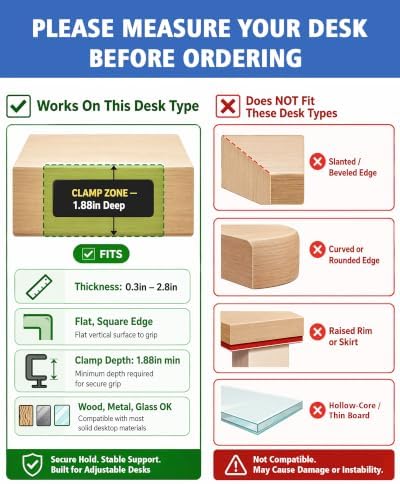LUKETURE Desk Side Storage Laptop Holder No Drill Clamp On Organizer