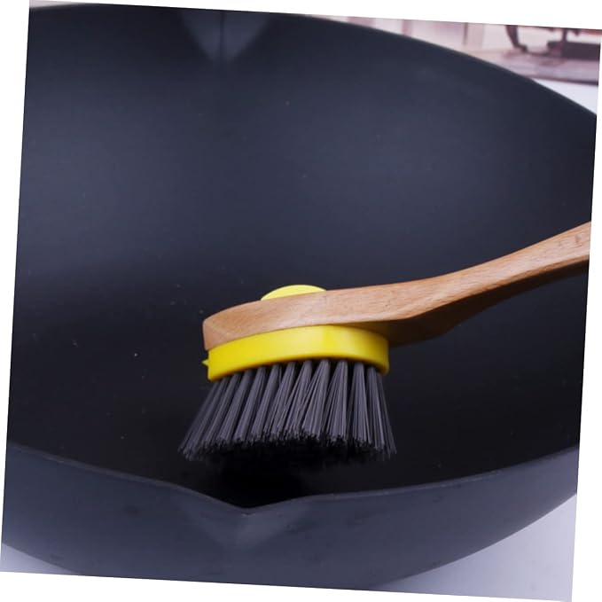 Natural Wood Handle Sponge Scrubber Tile Scrubber Brush Cleaner Kitchen