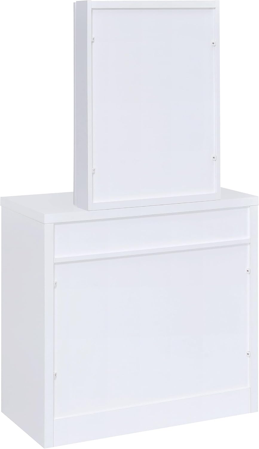 Coaster Harvey Rectangular 1-Drawer Vanity Table Set, White 300290