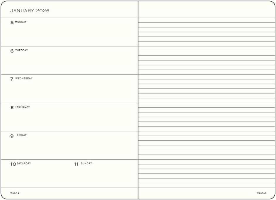 LEUCHTTURM1917 372657 Weekly Calendar & Notebook Medium (A5) 2026, Spring Leaf, English