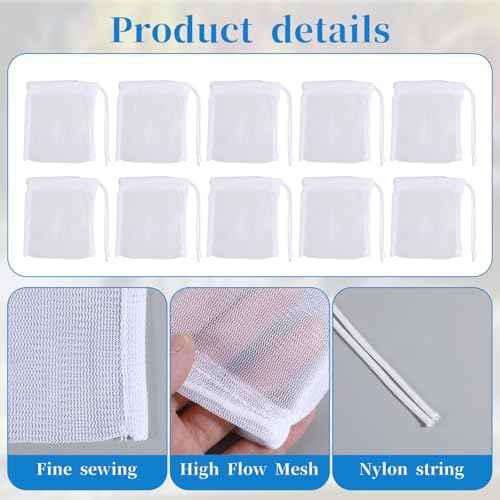 QfwdfcTrenz 10-Pack Aquarium Filter Media Bags for Activated Carbon, 4" X 3.5" Mesh Filter Bags for Aquarium, Carbon Filters Bag for Aquariums, High Flow Aquariums Mesh Media Filters Bag
