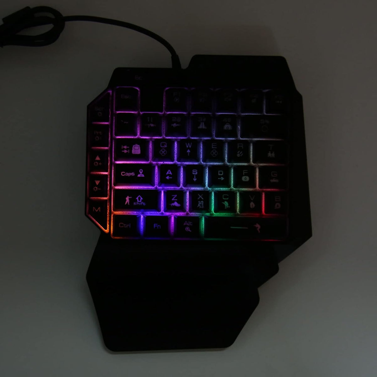 One - Handed RGB Gaming Keyboard and Mouse Combo, USB Wired LED Backlit Keyboard with Mouse and Converter, 35 Keys Mini Gaming Keypad Set for Android, for iOS 13.4 Or Less