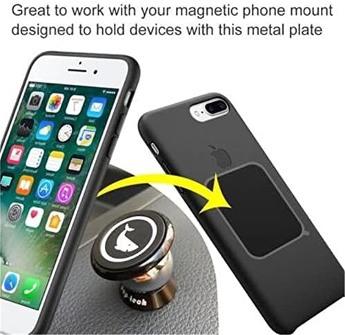 Replacement Metal Plates Set 16 Pack for Magnetic Car Mount. Kit of 16 Magnets for Back of Phone Case. Black Rectangular Iron Stickers Without Holes Discs. 3M Adhesive Backing Steel Sheets.