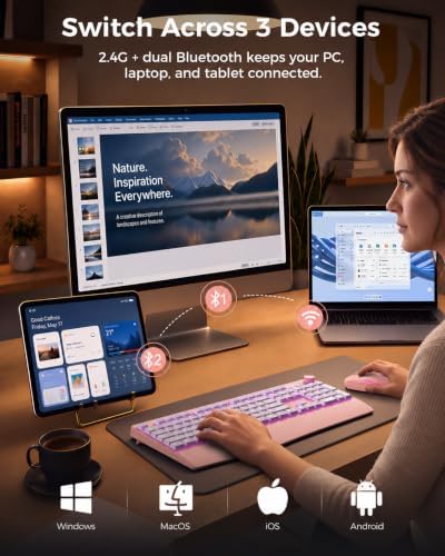 seenda Wireless Bluetooth Keyboard Mouse Combo, 12 Backlit Modes, Ergonomic