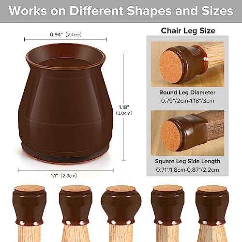 24PCS Upgraded Silicone Chair Leg Floor Protectors for Hardwood