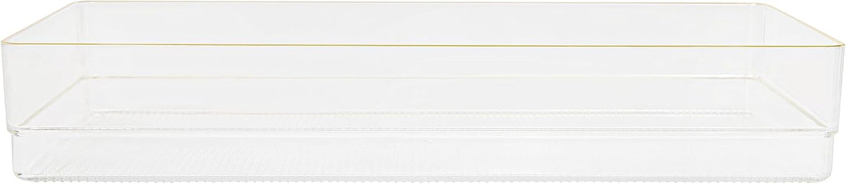 Martha Stewart Kerry Stackable Desk Drawer Organizers, Clear/Gold, 8-Pack