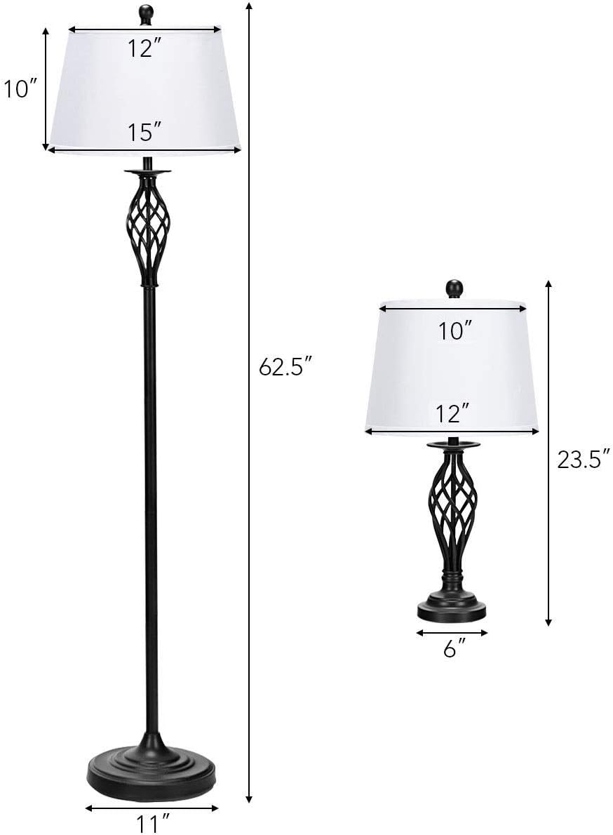 Tangkula Modern 3-Piece Lamp Set, Antique Bronze