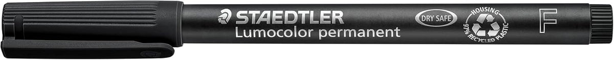 Fiber Tip Pen, Permanent, Fine Point, Black Ink, 10 pieces