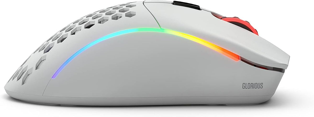 GLORIOUS Model D- (Minus) Wireless Gaming Mouse - 67g Superlight Honeycomb Design, RGB, Ergonomic, Lag Free 2.4GHz Wireless, Up to 71 Hours Battery - Matte White