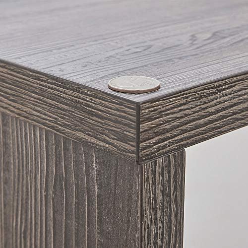 HSH L Shaped Computer Desk, Rustic Wood Corner Desk, Dark Gray Oak, 55 inch