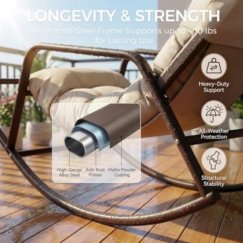RADIATA 2pcs Rocking Lounge Chair, Outdoor Reclining Lounger with Footrest