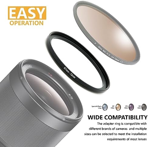 49mm to 58mm Step-up Adapter Rings Filter Adapter Black Metal Step Down Filter Ring Adapter Compatible with All Brand UV CPL ND Camera Lens Filter Stepping Rings (49mm-58mm)