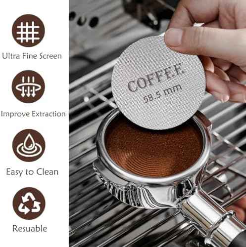Puck Screen 58.5mm Reusable Puck Screen for Espresso Portafilter, 1.7mm Thickness 150μm 316 Stainless Steel Screen Filter Basket Compatible with Espresso Machine