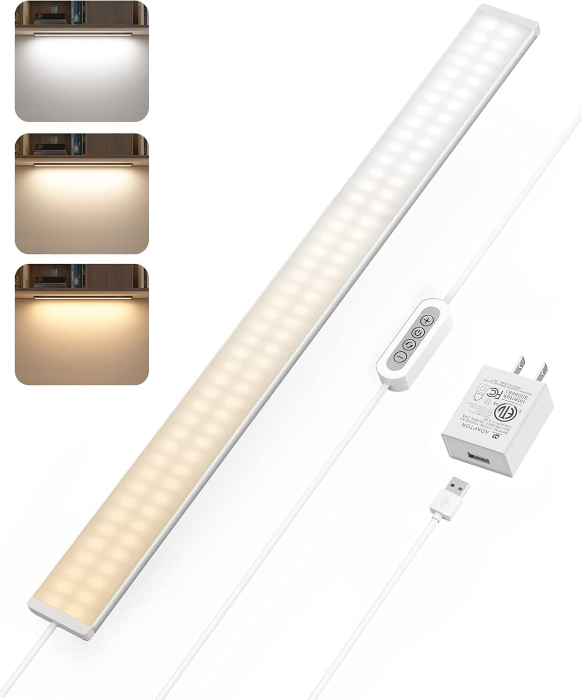 ASOKO 24 Inch Under Counter Light 3 Colors Dimmable Desk Lamp