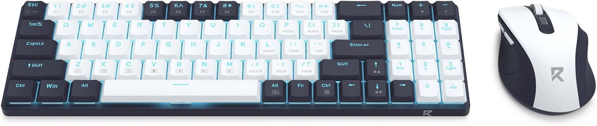 Redragon BS8773 Wireless Keyboard and Mouse Combo, 78 Keys 2.4Ghz Wireless Low-Profile Mechanical Red Switch Keyboard w/Slim Compact Design & Single Blue Backlit, Comfort Grip 2400 DPI Max Mouse
