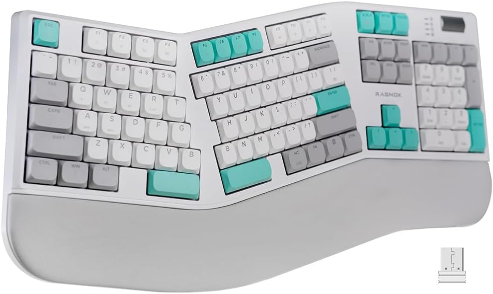 Ergonomic Mechanical Keyboard with Wrist Rest, RGB Backlight
