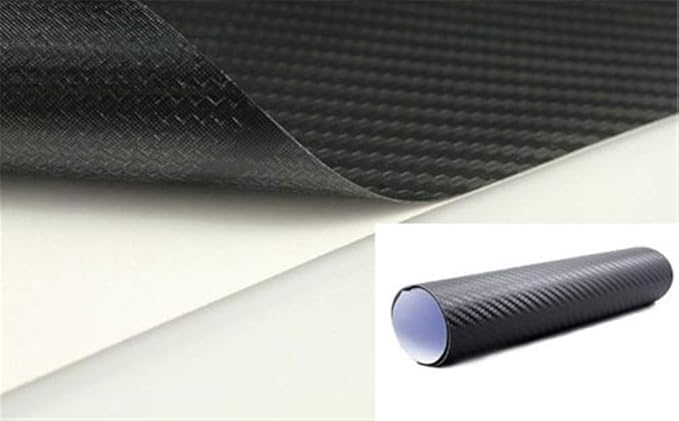 3D Carbon Fiber Film Twill Weave Vinyl Sheet Roll Wrap (12" X 60", Black)