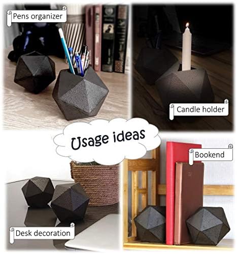 Ambipolar Geometric Decorative Ball Shaped Bookends, Modern Cast Iron Black Bookends for Office Desk, Book Shelf, Room Decor, Home Office, Book Stand or Organizer, Set of 2. Antique Black