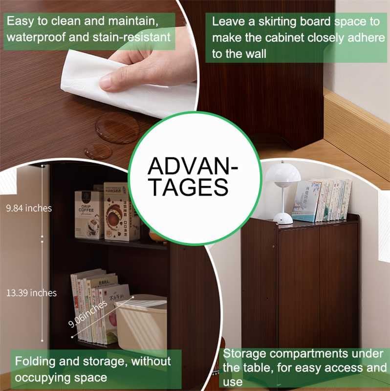 Bamboo Folding Desk with Storage for Small Spaces (Walnut)
