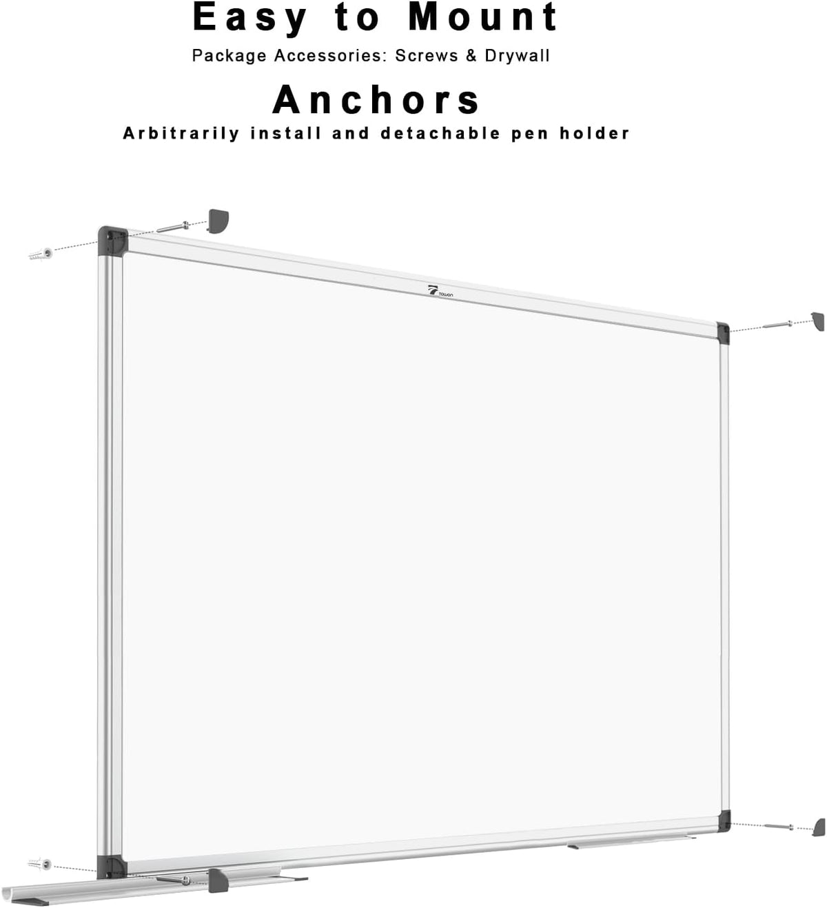 TOWON Magnetic Dry Erase Board 72x48 in, Aluminum Frame, Silver Border