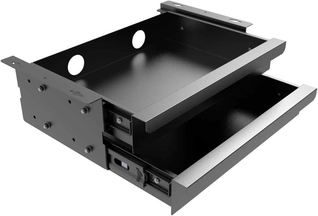 Dual Tier Under Desk Mounted Sliding Pull-out Drawer, 15.3" Wide