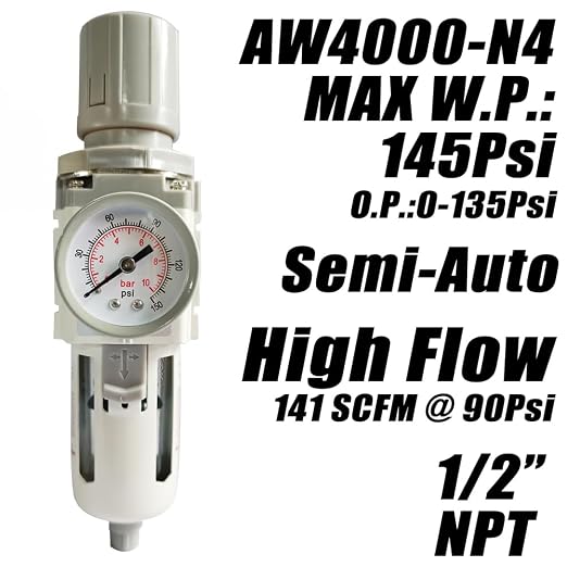 1/2" NPT Air Filter Pressure Regulator Combo Water Separator