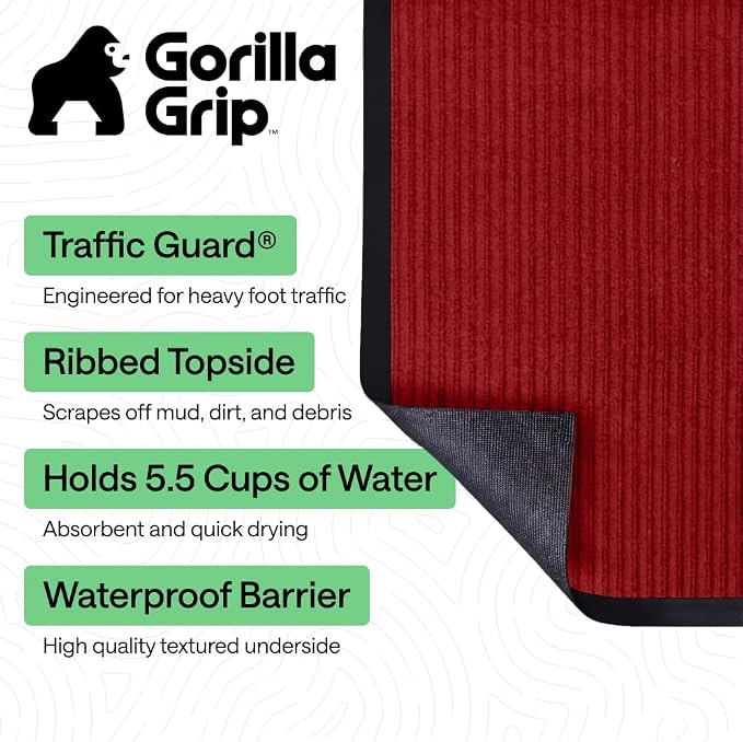 GORILLA GRIP Waterproof Traffic Guard Door Mat, Heavy Duty Entryway Mats