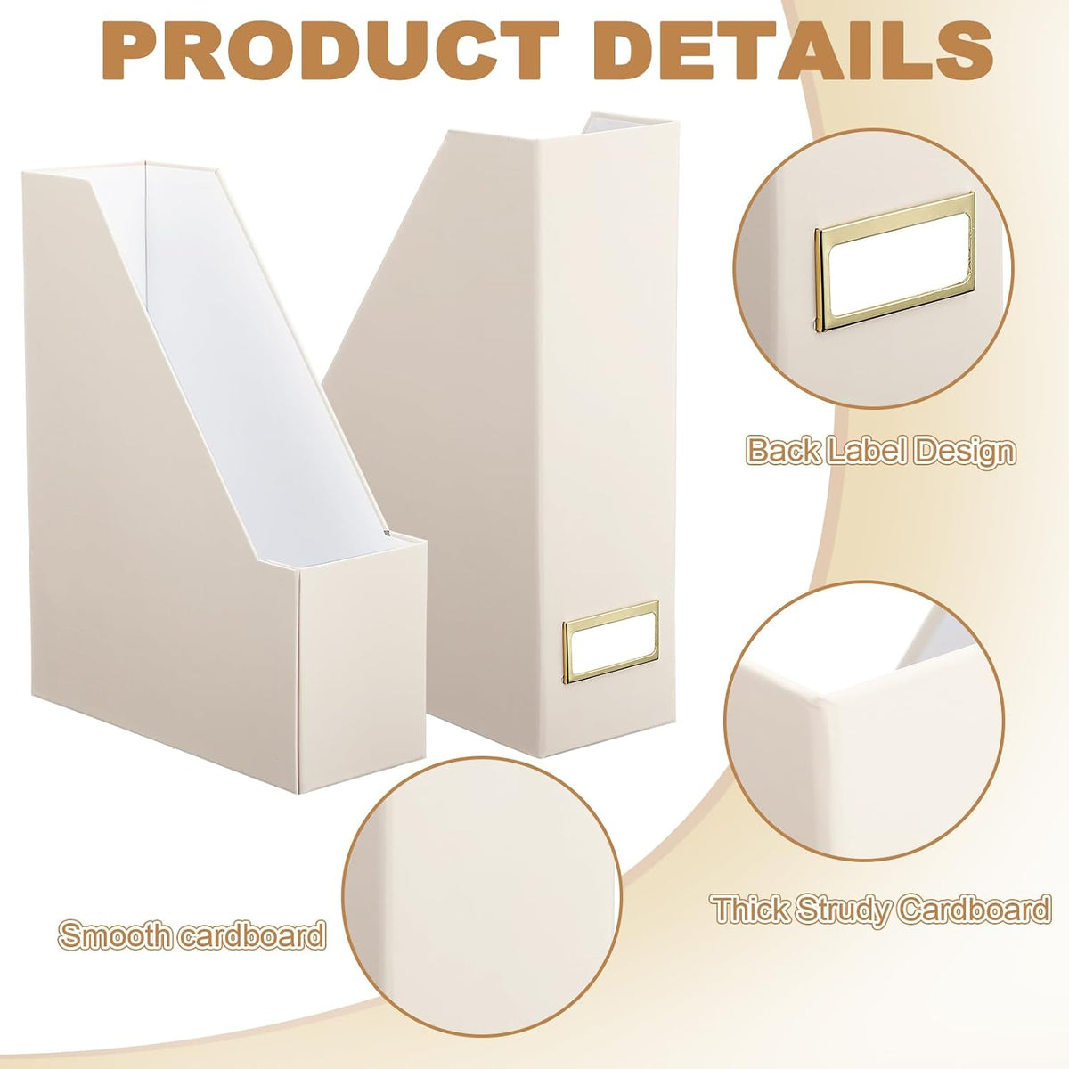 Feifeiya Magazine Holder Set of 6 Cardboard File Holder Desk, Beige